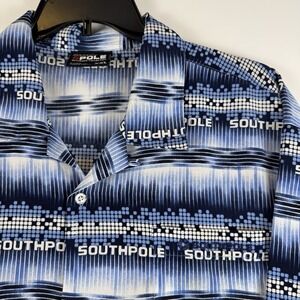 Southpole Button Down Shirt logo Patterned Short Sleeve Casual Men's XXL